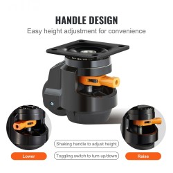 Säädettävät tasauspyörät nailonia 63,5 mm 4 kpl 250 kg pyörää kohti