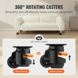 Säädettävät tasauspyörät nailonia 63,5 mm 4 kpl 250 kg pyörää kohti