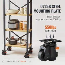 Säädettävät tasauspyörät nailonia 63,5 mm 4 kpl 250 kg pyörää kohti