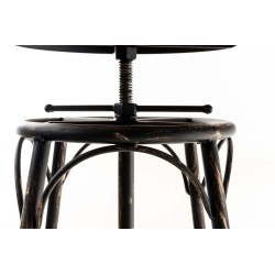 Säädettävä pyörivä baarijakkara Beam teollisella tyylillä ja puuistuimella