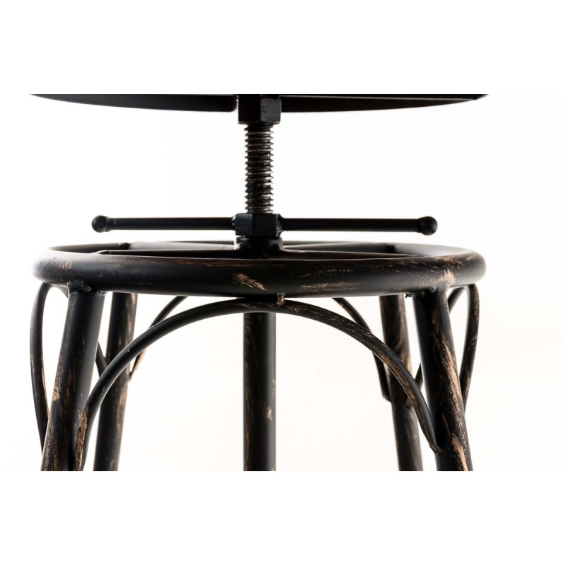 Säädettävä pyörivä baarijakkara Beam teollisella tyylillä ja puuistuimella