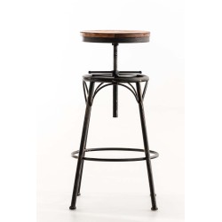 Säädettävä pyörivä baarijakkara Beam teollisella tyylillä ja puuistuimella