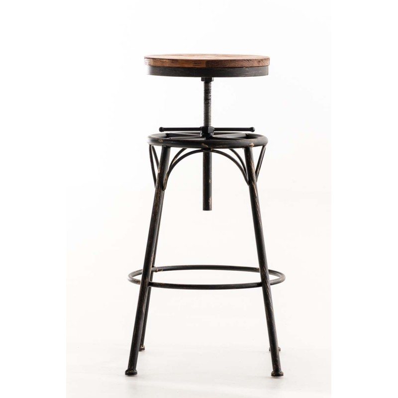 Säädettävä pyörivä baarijakkara Beam teollisella tyylillä ja puuistuimella