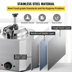 Juusto- ja kastikelämmitin ruostumatonta terästä kaksi 2,3 l säiliötä kaksi pumppua