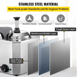 Kastikelämmitin annostelupumpulla ruostumatonta terästä 2,3 l 30–110 °C 10–30 ml