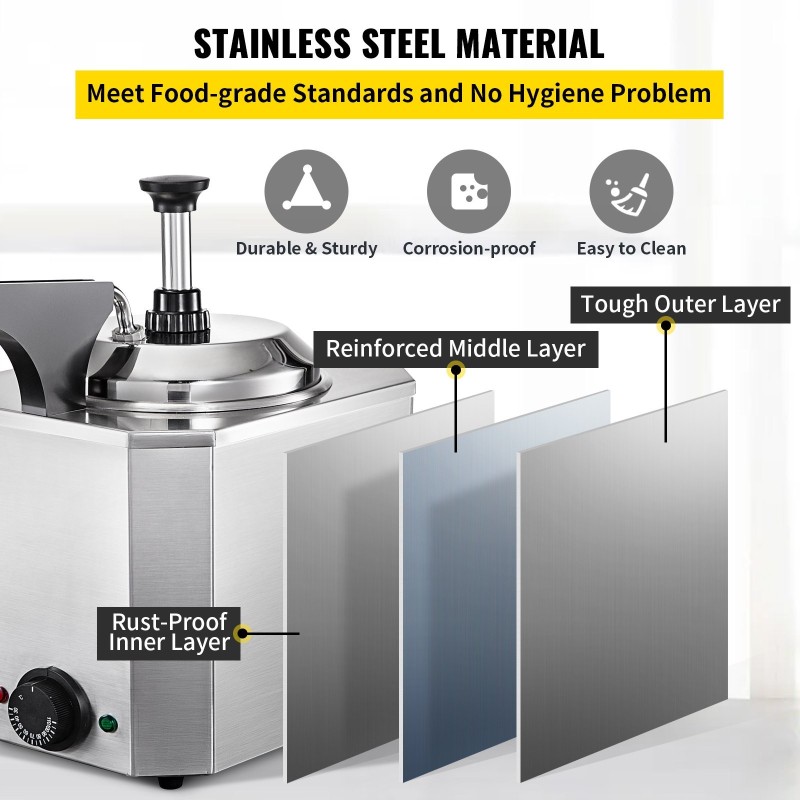 Kastikelämmitin annostelupumpulla ruostumatonta terästä 2,3 l 30–110 °C 10–30 ml