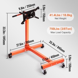Moottoriteline teräs 340 kg 360 asteen säätöpäällä H-jalustalla neljällä säädettävällä kiinnitysvarrella