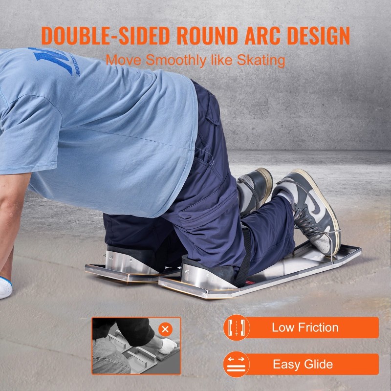 Betonipolvilautaliukurit ruostumattomasta teräksestä 70x20x10 cm 2 paria EVA-polvisuojilla betonipintojen viimeistelyyn