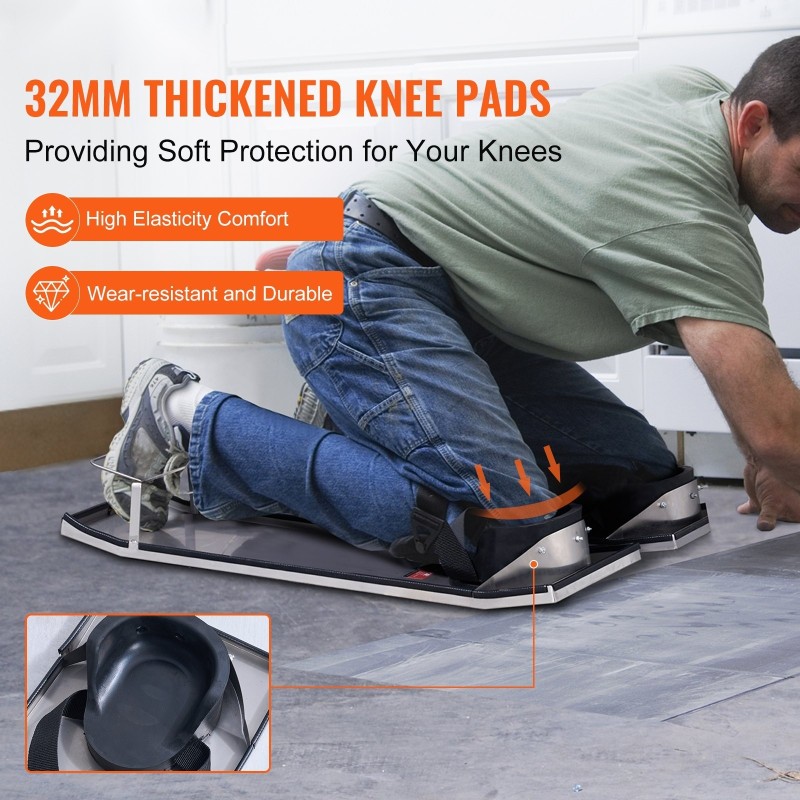 Polvelaudat ruostumatonta terästä 747×255 mm 2 kpl polvityynyillä ja säädettävillä hihnoilla