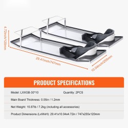 Polvelaudat ruostumatonta terästä 747×255 mm 2 kpl polvityynyillä ja säädettävillä hihnoilla