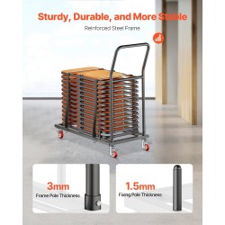 Taittotuolikärry teräsrunko 136 kg kantavuus jopa 25 taittotuolille kumipyörillä