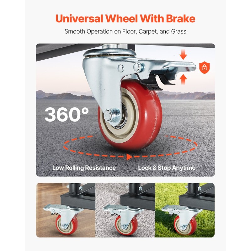 Taittotuolikärry teräsrunko 136 kg kantavuus jopa 25 taittotuolille kumipyörillä