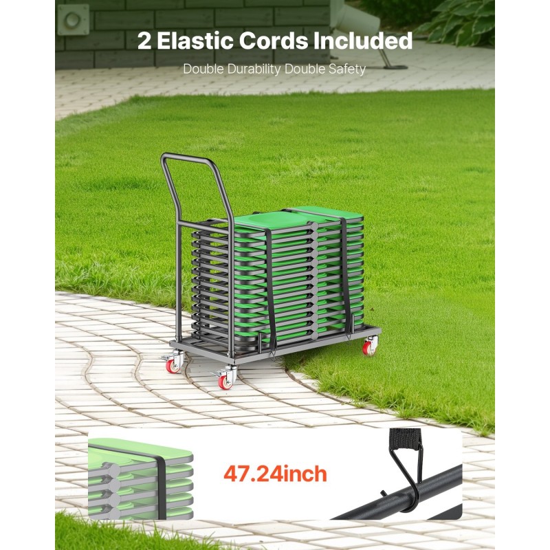 Taittotuolikärry teräsrunko 136 kg kantavuus jopa 25 taittotuolille kumipyörillä