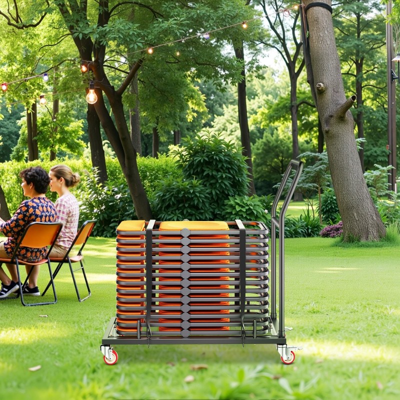 Taittotuolikärry teräsrunko 136 kg kantavuus jopa 25 taittotuolille kumipyörillä