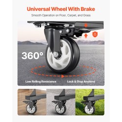 Taittotuolien kuljetuskärry Q235-rautainen runko 42 tuolia 181 kg jarrulliset pyörät mattamusta