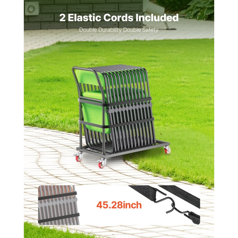 Metallinen taittuva tuolivaunu Q235 rauta L-muotoinen 25 taittotuolille 136 kg kantavuus mattamusta