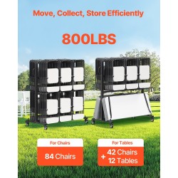 Taittotuolivaunu teräsrunko kaksitasoinen kahdeksankymmentäneljä tuolia mattamusta jarrullisilla kumipyörillä