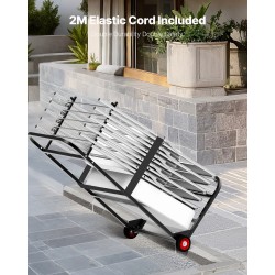 Taitettavien tuolien säilytyskärry Q235-rauta 10 tuolia kantavuus 45kg kumipyörät mattamusta