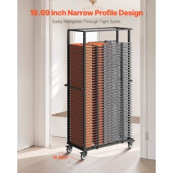 Metallinen taittotuolikärry Q235-rauta 60 tuolia 227 kg kantavuus lukittavat kääntöpyörät mattamusta