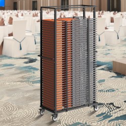 Metallinen taittotuolikärry Q235-rauta 60 tuolia 227 kg kantavuus lukittavat kääntöpyörät mattamusta