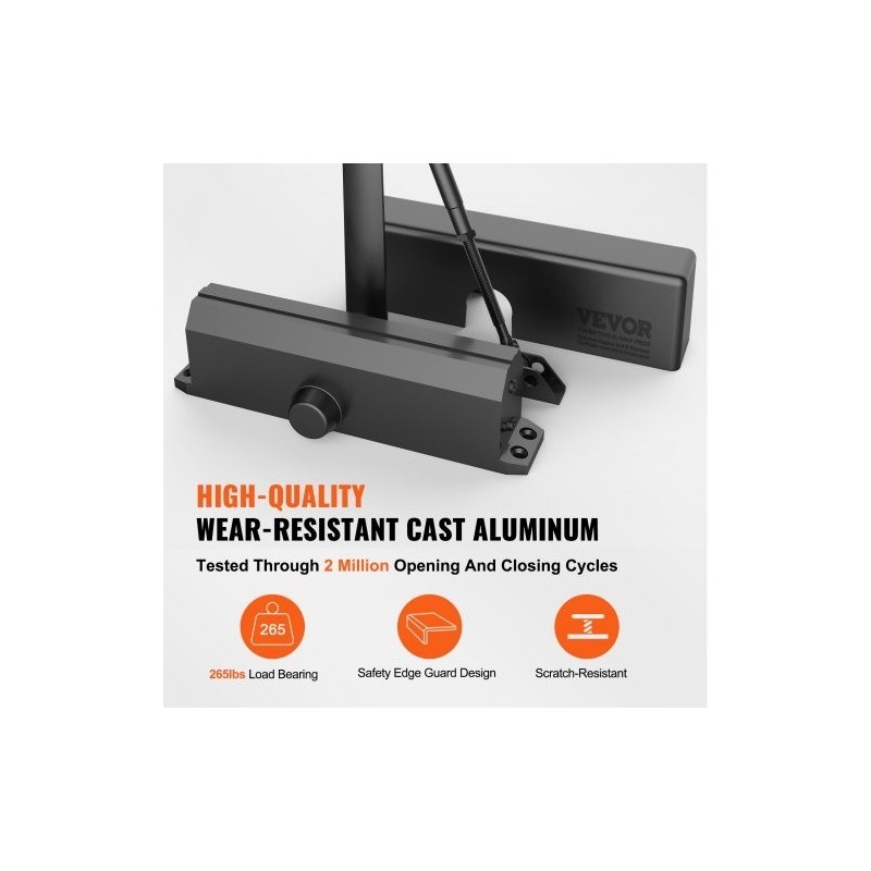 Hydraulinen oven suljin valualumiinirunko 120 kg säädettävä musta