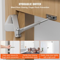 Hydraulinen valualumiini ovensuljin säädettävä enintään 85 kg oville hopea