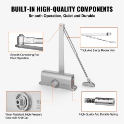 Hydraulinen valualumiini ovensuljin säädettävä enintään 85 kg oville hopea