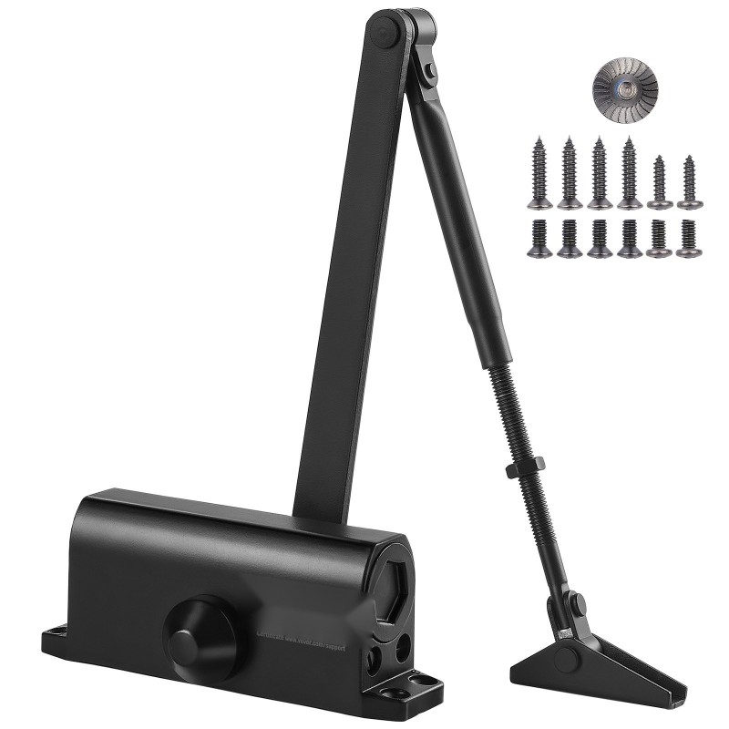 Hydraulinen ovipumppu valualumiinirunko 45 kg kantokyky musta sisä ja ulko-oviin