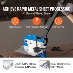 Käsikäyttöinen pöytäkiinnitteinen levyleikkuri Q235 runko T10 terät 6mm 110mm