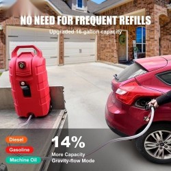 Polttoainesäiliö 60 litraa PE-muovinen painovoimalla toimiva purku 6-tuumaiset kumipyörät