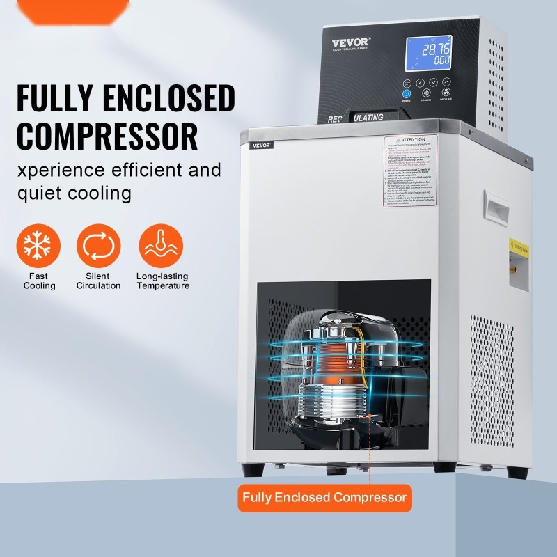 Laboratoriokierrätysjärjestelmä 6 l ruostumaton teräs vesiallas kaksoiskierto -5–100 °C