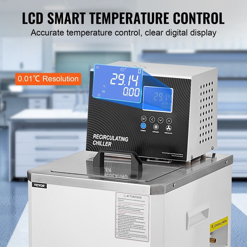 Laboratoriokierrätysjärjestelmä 6 l ruostumaton teräs vesiallas kaksoiskierto -5–100 °C