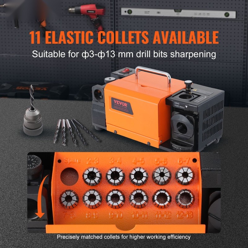 Poranterien teroituskone 3–13 mm säädettävä 95–135 asteen kulma 11 holkkia