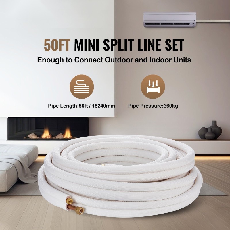 Mini-split-putkisarja kuparia 15240 mm 9,5 mm 15,9 mm kolmikerroksisella eristeellä