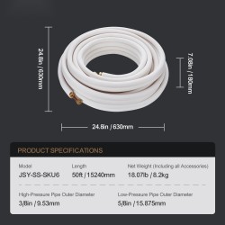 Mini-split-putkisarja kuparia 15240 mm 9,5 mm 15,9 mm kolmikerroksisella eristeellä
