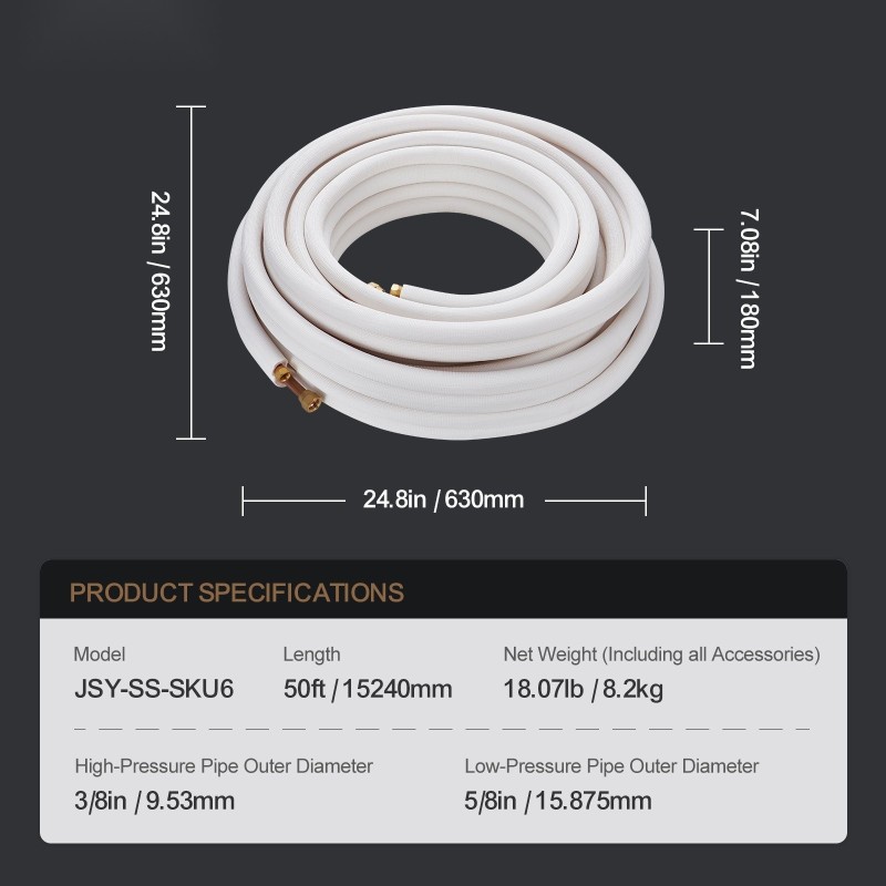Mini-split-putkisarja kuparia 15240 mm 9,5 mm 15,9 mm kolmikerroksisella eristeellä