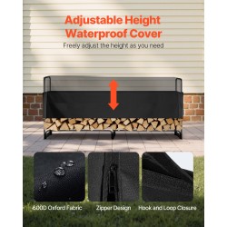 Polttopuuteline 2,4 m teräsrunko 600D Oxford suojapeitteellä musta