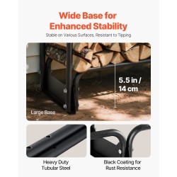 Polttopuuräkki kaareva teräsrunko 600D suojapeitteellä 383 x 36 x 117 cm ulkokäyttöön