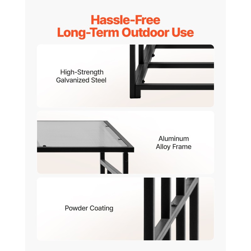 Halkoteline jauhemaalattu teräsrunko polykarbonaattikatto 185 x 70 x 180 cm ulkokäyttöön