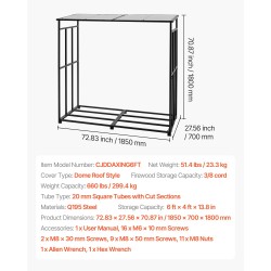 Halkoteline jauhemaalattu teräsrunko polykarbonaattikatto 185 x 70 x 180 cm ulkokäyttöön