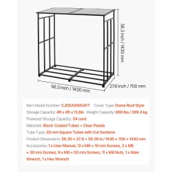 Halkoteline jauhemaalatulla metallirungolla kaltevalla kupukatolla 143 cm 299 kg kantavuus ulkokäyttöön