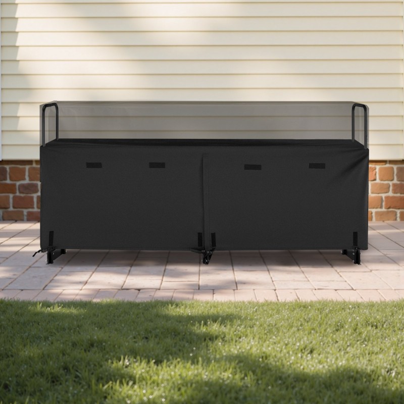 Halkoteline Q195 teräs ulkokäyttöön 2,57 m musta jauhemaalattu vedenpitävä 600D suojapeite