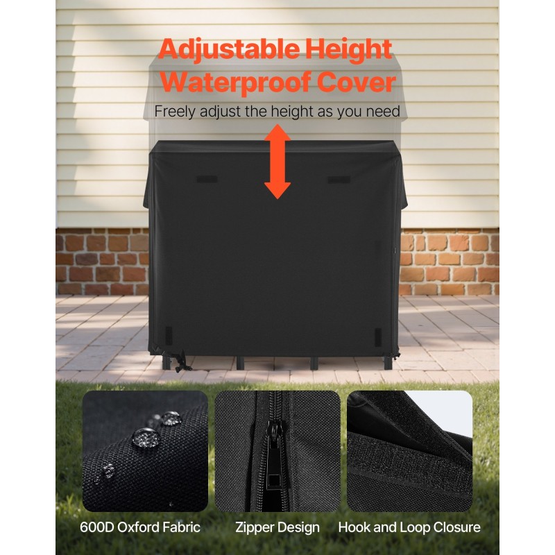 Teräksinen halkoteline 1,22 m vedenpitävällä suojapeitteellä kantavuus 181,4 kg