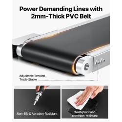 Moottoroitu antistaattinen PVC-kuljetinhihna 201 ruostumaton teräsrunko 1498x198 mm portaattomasti säädettävä