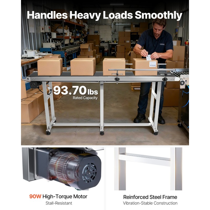 PVC-kuljetinhihna 201-ruostumattomasta teräksestä valmistettu 1803x198mm antistaattinen moottoroitu säädettävä nopeus