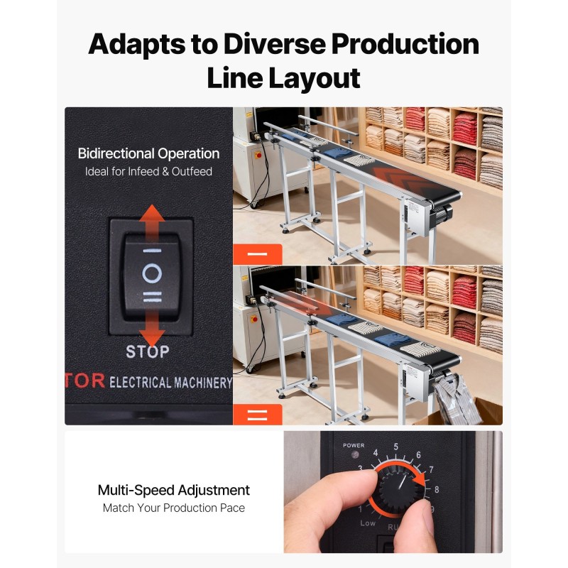 PVC-kuljetinhihna 201-ruostumattomasta teräksestä valmistettu 1803x198mm antistaattinen moottoroitu säädettävä nopeus