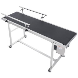 Moottoroitu PVC kuljetinhihna 201 ruostumaton teräsrunko 1498 x 399 mm antistaattinen portaaton nopeudensäätö