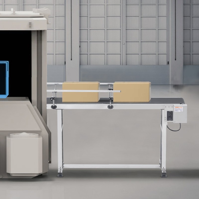 Moottoroitu PVC-kuljetinhihna 201-ruostumaton teräsrunko 1498 x 399 mm antistaattinen portaaton nopeudensäätö