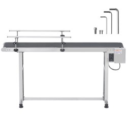 Moottoroitu PVC-kuljetinhihna 201-ruostumaton teräsrunko 1498 x 399 mm antistaattinen portaaton nopeudensäätö