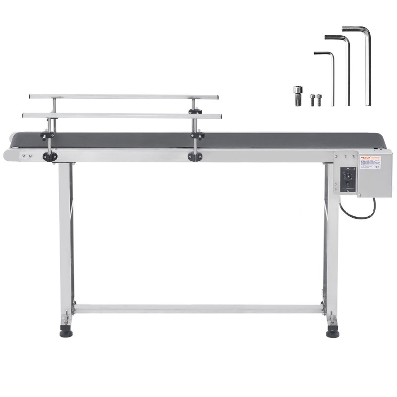 Moottoroitu PVC-kuljetinhihna 201-ruostumaton teräsrunko 1498 x 399 mm antistaattinen portaaton nopeudensäätö